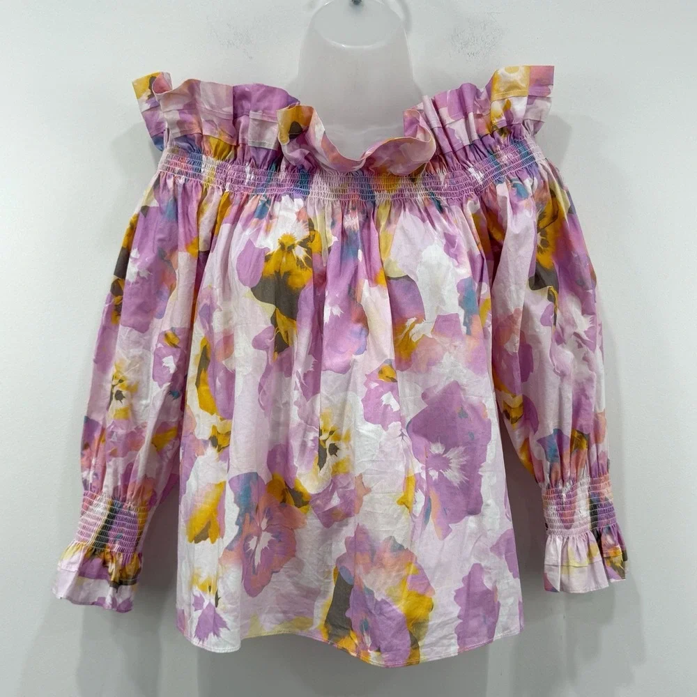 Christy Lynn Regina Top M Cottagecore Feminine Off The Shoulder Floral Peasant
